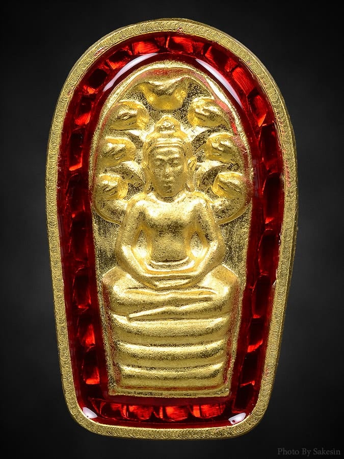 นาคปรกใบมะขามรุ่น2 เจ้าคุณสนิท ทองคำลงยา