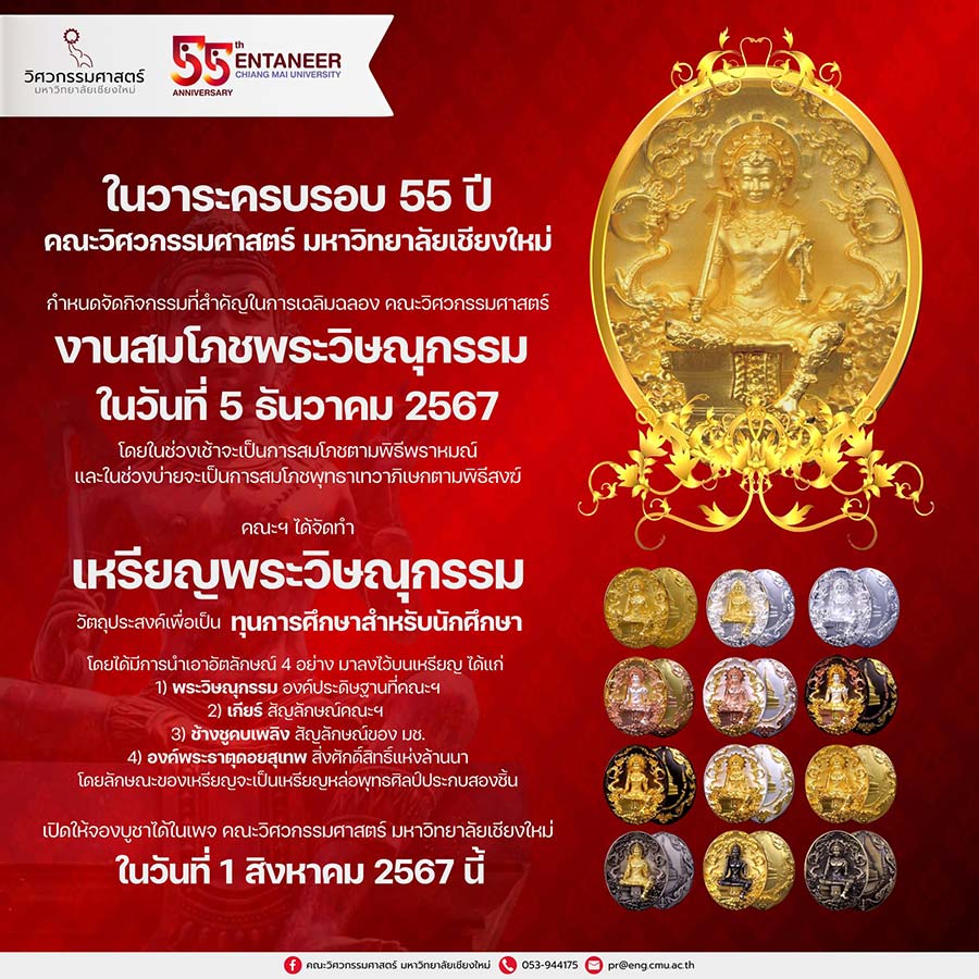 +++ เหรียญพระวิษณุกรรม ครบรอบ 55 ปี คณะวิศวกรรมศาสตร์ มช. +++