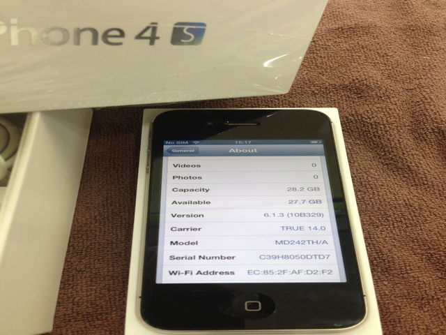 ขาย iphone4s 32GB สีดำ เครื่องศูนย์ 
