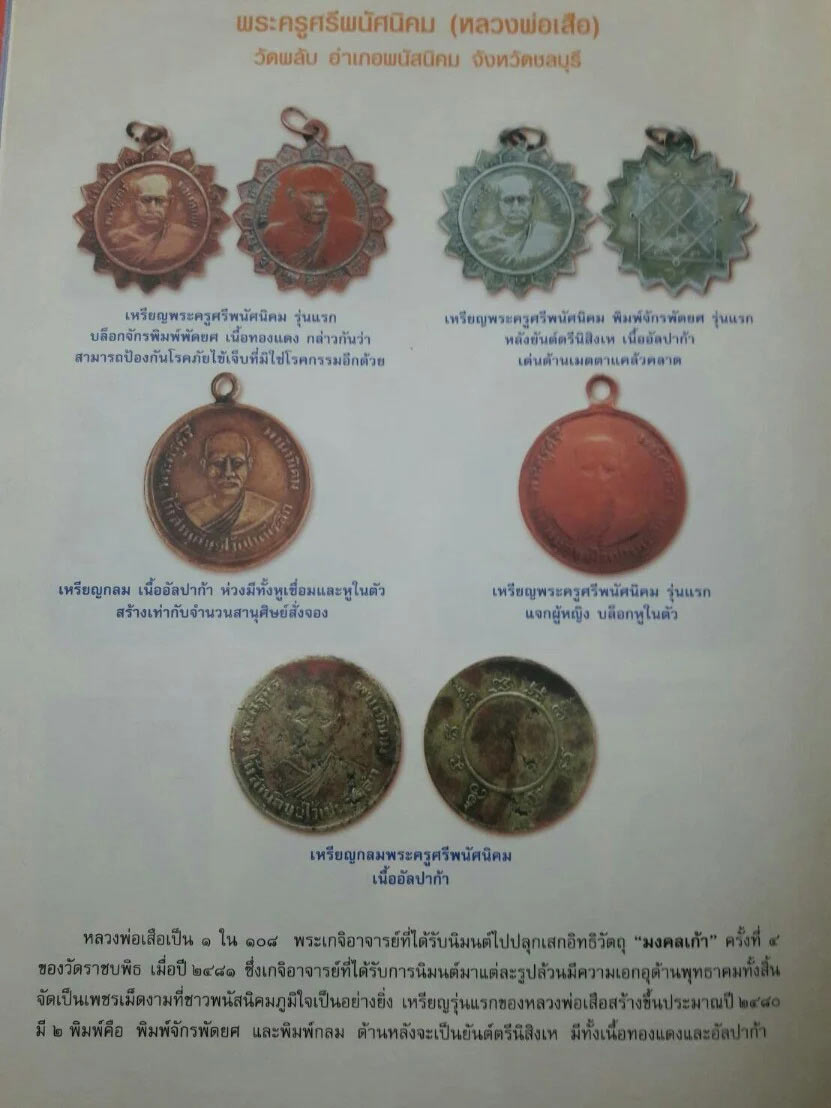 เหรียญพระครูศรี พนัสนิคม เหรียญกลมมีหู แจกผู้หญิงเนื้อทองแดง พ.ศ. 2480