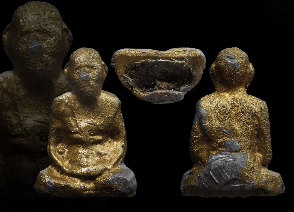   รูปปหล่อเนื้อตะกั่วอุดเทียนชัย-เกศา ครูบาอินสม สุมโน ปี 2514