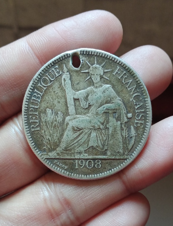 เหรียญหัวหนามอินโดจีน เนื้อเงิน ปี1908