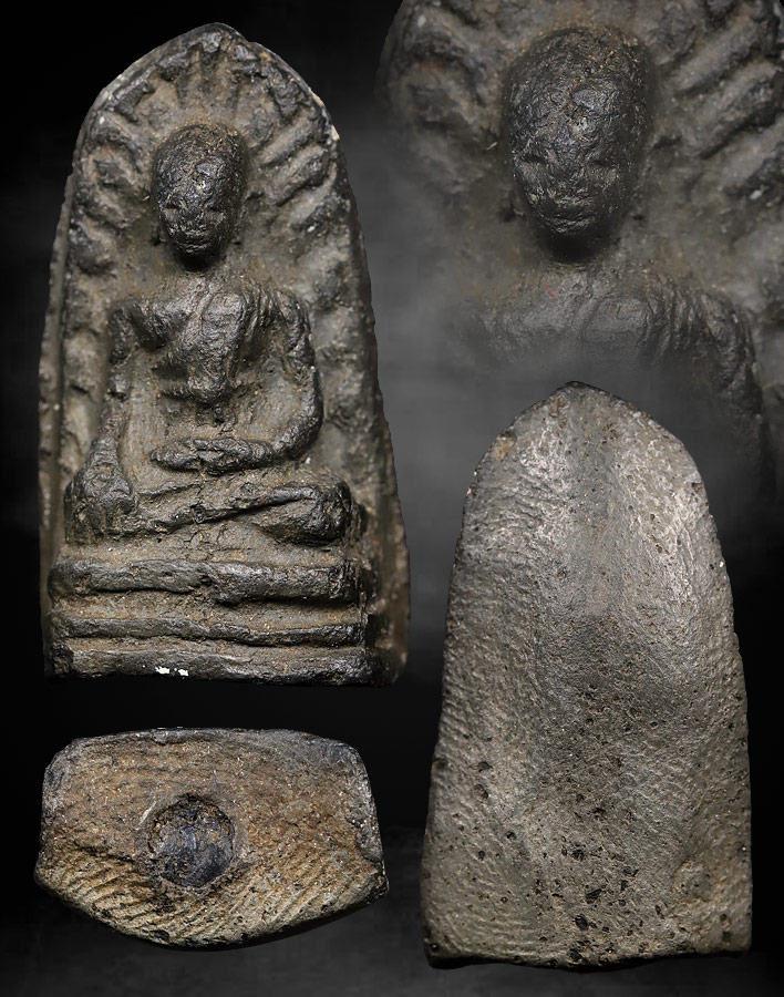 พระรอดรูปเหมือน ครูบาศรีวิชัย เนื้อดํา 