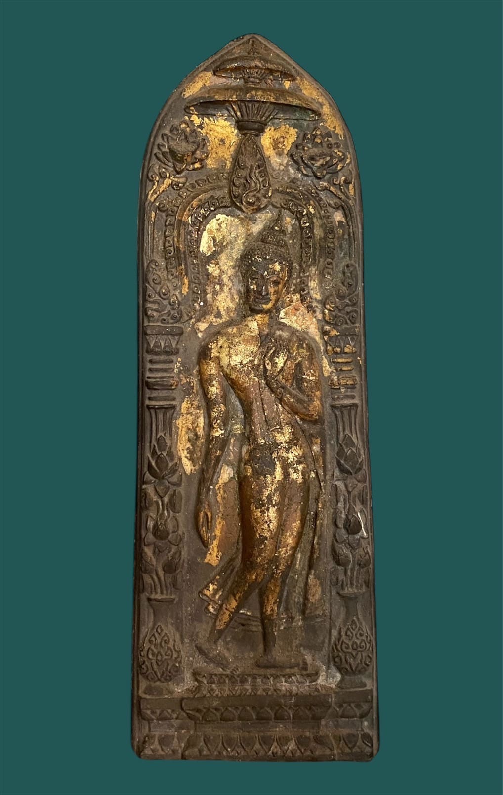 พระลีลากำแพงศอกหลวงพ่อขอม เนื้อตะกั่ว