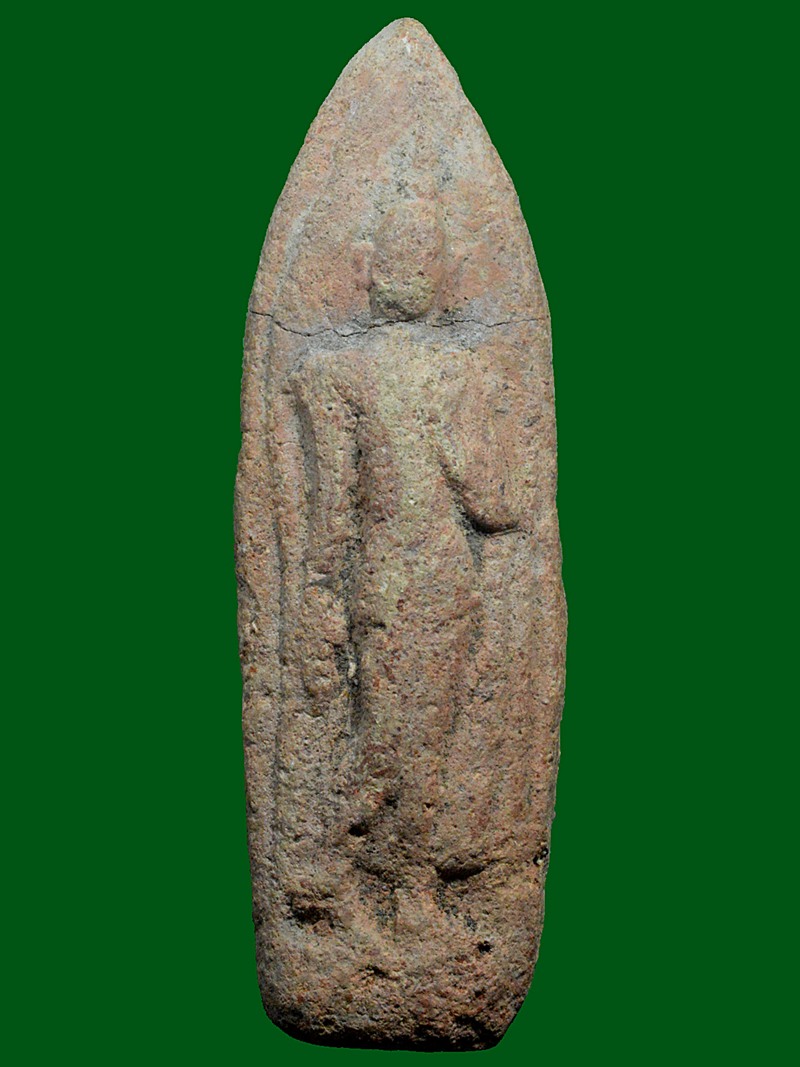 พระลีลาเนื้อดินโบราญ เก่าๆ มีลอยหักตรงคอ