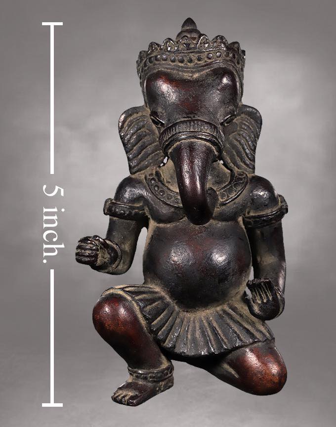 พระพิฆเนศเนื้อไม้แกะลงรักโบราณ