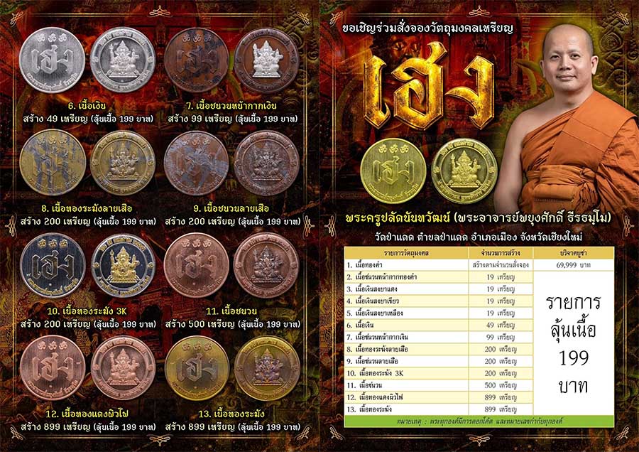  เปิดจองอย่างเป็นทางการ เหรียญเฮง พระอาจารย์พยุงศักดิ์ วัดป่าแดด ปี พ.ศ. 2569