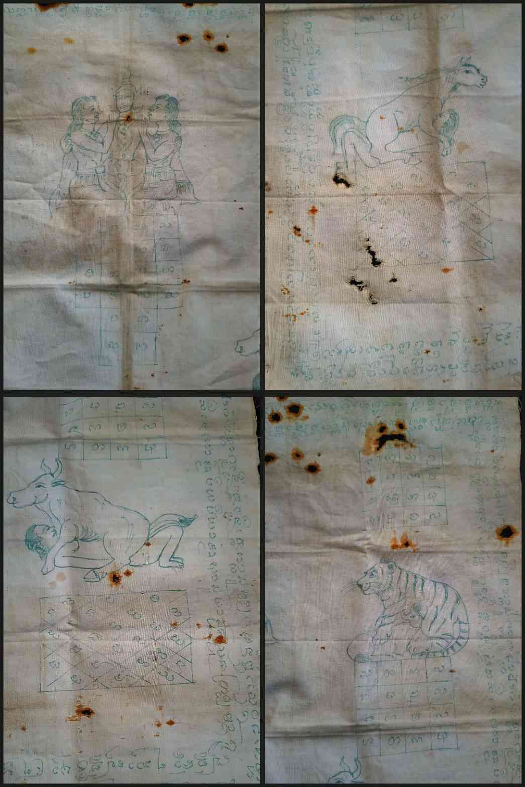 ผ้ายันต์ม้าเสพนางครูบาวัง ยุคต้นเขียนมือ