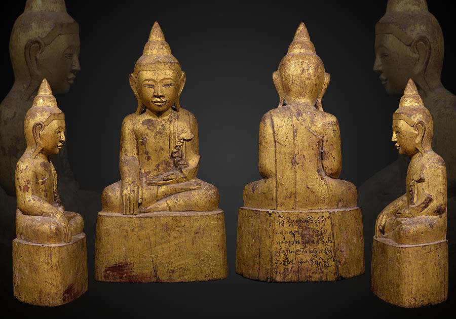 พระพุทธรูปไม้แกะศิลปะไทลื้อผสมไทยใหญ่